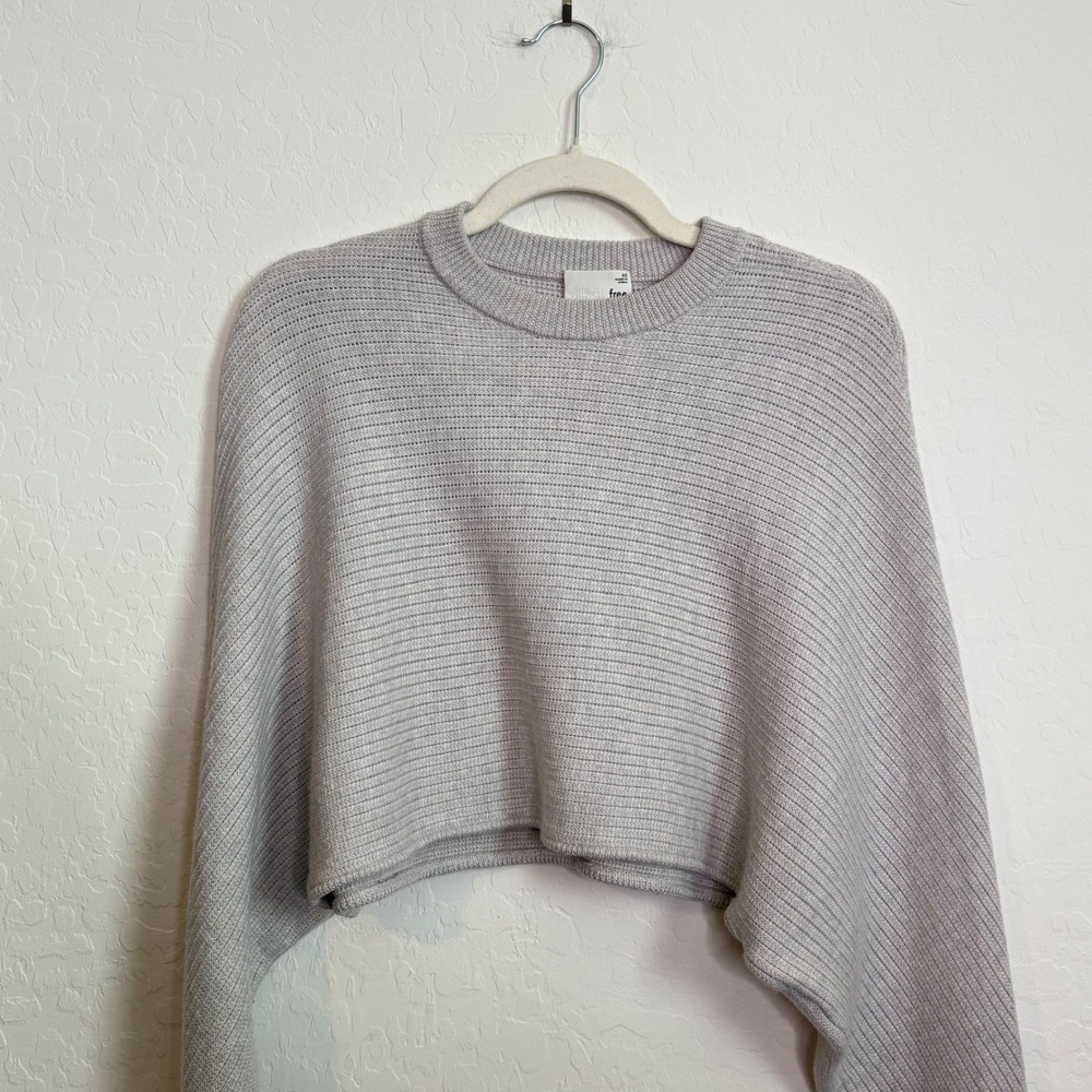 Wilfred Free Womens Knit Cropped Sweater XS Gray Good Textured Boxy Relaxed Fit - Picture 6 of 8